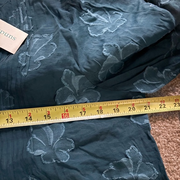 Sundance Fanciful Florals Dress Teal Peasant Mini - Picture 7 of 8